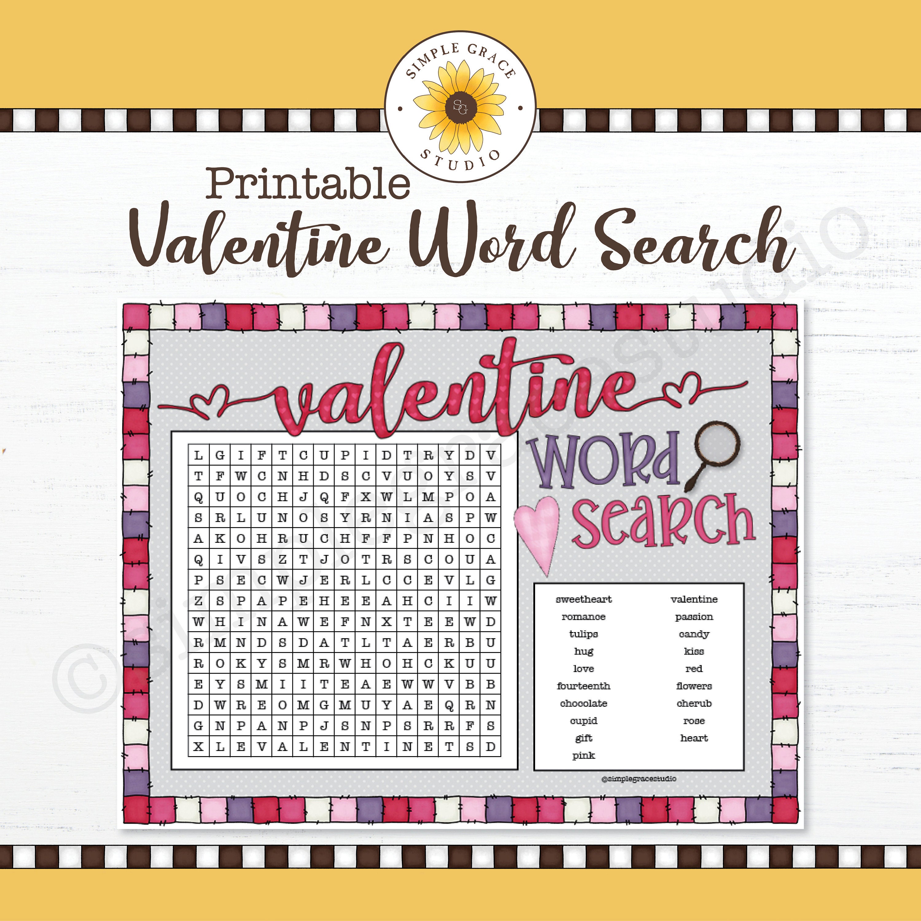 Valentine Word Search ~ Puzzle ~ Printable ~ 8.5x11 - Etsy