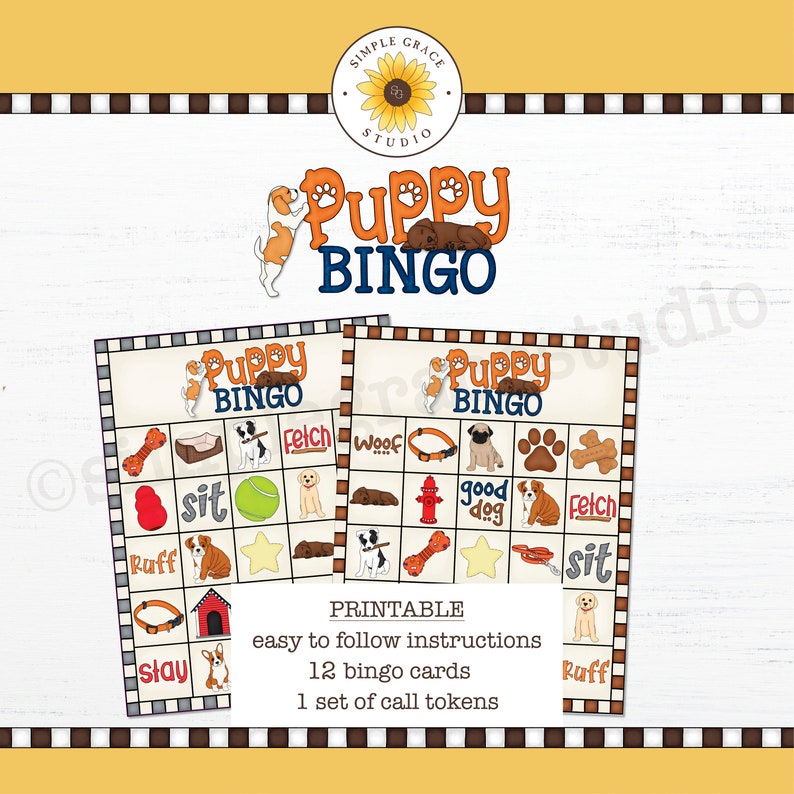 Bingo Printable Bingo Bingo Cards Bingo Game Puppy Bingo Dog Bingo image 2