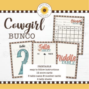 Cowgirl Bunco ~ Bunco ~ Bunco Game Set ~ Printable Bunco ~ Printable Beach Bunco