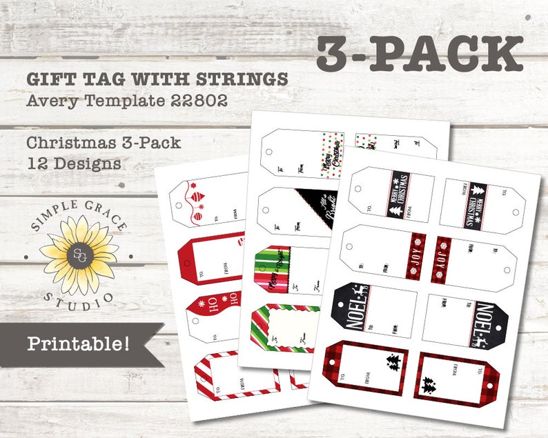 Xmas Reward Tags with String: 3-Pack, Avery Template 22802, Printable, 2\ graphic about Avery Printable Tags With Strings titled Xmas Present Tags with String: 3-Pack, Avery Template 22802, Printable, 2\