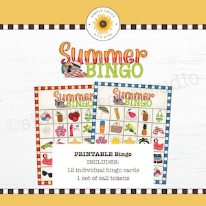 Summer Bingo ~ Bingo ~ Summer ~ Bingo Game ~ Bingo Cards ~ Printable Bingo