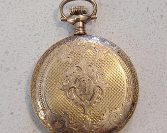 Elgin Full Hunter, Gold-Filled, Antique Arabic Dial, Blued Hands