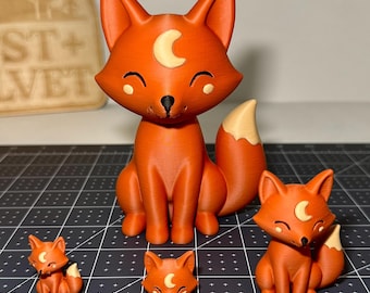 Crescent Fox Figurine • 3D Printed Woodland Desk Decor
