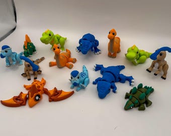 Gelede dinosaurusmysteriepakket | Mini 3D-geprinte dinosaurussen | Flexibel Dino Fidget Toys | Surprise Dino-bundel