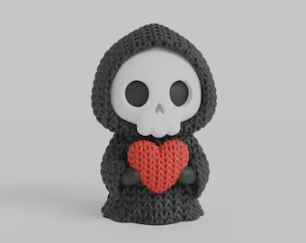 Dustling No. 2 Morty the Grim  Knitted Grim Reaper Holding a Heart
