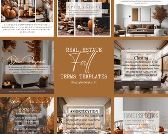 Fall Theme Definitions Real Estate Editable Canva for Instagram/Facebook Template for realtors