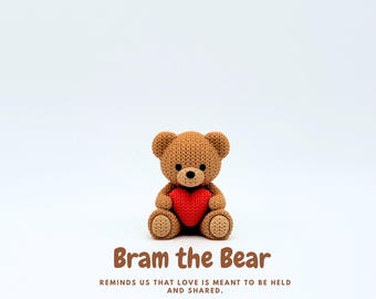 Dustling – No. 9 Bram the Bear, 3D Printed Knitted Teddy Bear, Valentine Gift