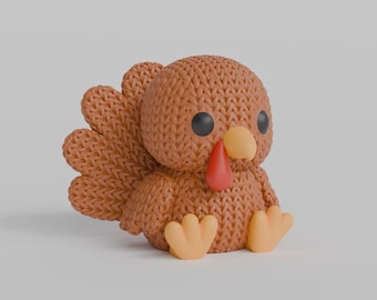 Dustling No. 3 –  Tully the Knitted 3D printed Turkey Thanksgiving Mini Fall Décor Figurine
