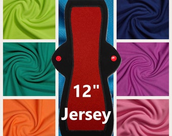Pick a Color: Reusable Menstrual Pad with Jersey Top (12" - Multiple Colors & Absorbencies - Jersey)