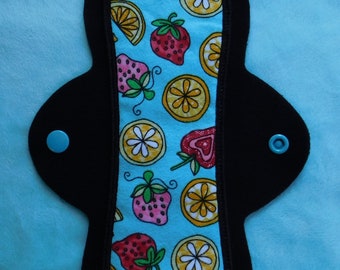 Last Call this Print! Multiple Sizes: Flannel Topped Cloth Pad or Panty liner - Strawberry Lemonade - 6", 8", 10" 12" 14"