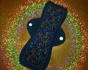 Any Size: Cotton Topped Cloth Pad or Pantyliner - 6", 8", 10", 12", 14" - "Dark Earth" or "Black Meander"