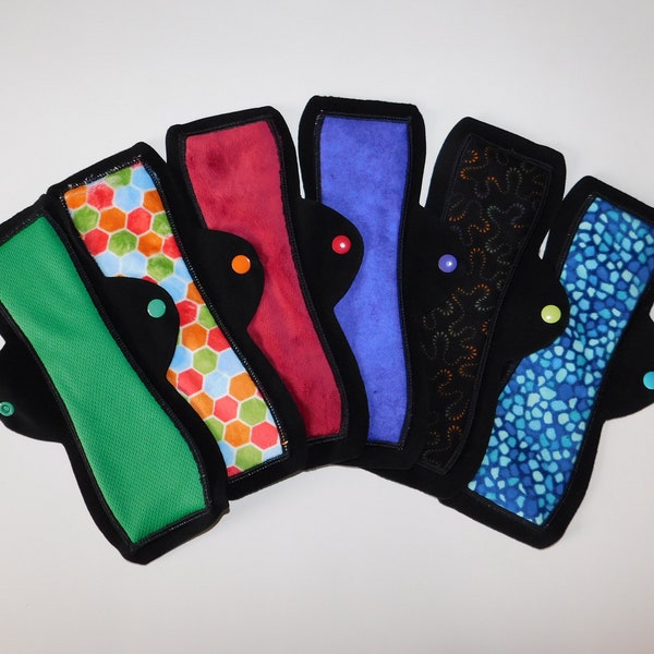 Day Pads - Heavy and/or Moderate Absorbency - Breathable Fleece Backing, 100% Cotton, Jersey, or Minky Toppers 12", 10" or 8" Cloth Pad Set