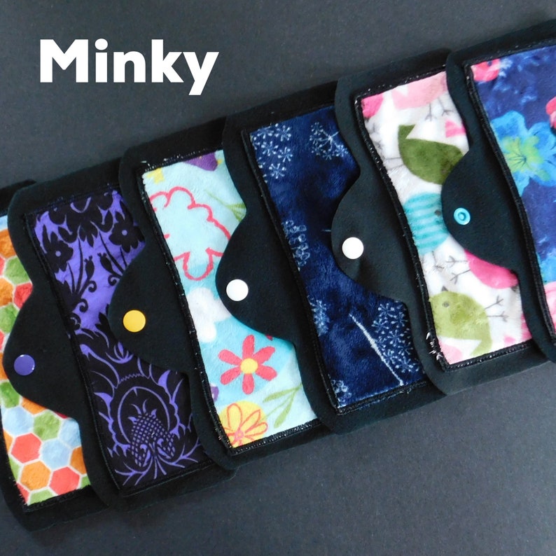 Washable Panty Liner Set: Choose 6, 8 and/or 10 from Tiny/Mini Pantiliners to Long Ultrathins. w/ Jersey, Minky, or Flannel SET OF 6 image 3