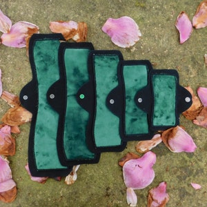 Any Size: Green Forest Minky Topped, Bamboo & Windpro Fleece Cloth Pad / Pantyliners  -  6", 8", 10" 12" 14" - Cozy Folk
