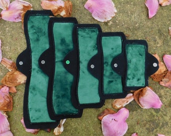 Any Size: Green Forest Minky Topped, Bamboo & Windpro Fleece Cloth Pad / Pantyliners  -  6", 8", 10" 12" 14" - Cozy Folk