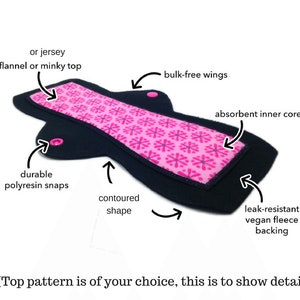 Washable Panty Liner Set: Choose 6, 8 and/or 10 from Tiny/Mini Pantiliners to Long Ultrathins. w/ Jersey, Minky, or Flannel SET OF 6 image 2