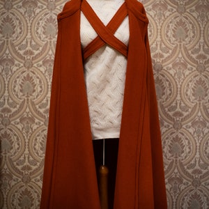 Hooded action cloak, two piece 100% merino wool fantasy long cape image 6