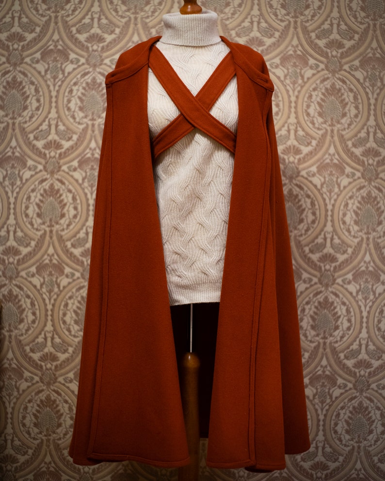 Hooded action cloak, two piece 100% merino wool fantasy long cape image 6