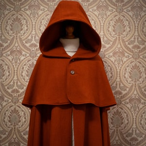 Hooded action cloak, two piece 100% merino wool fantasy long cape image 8