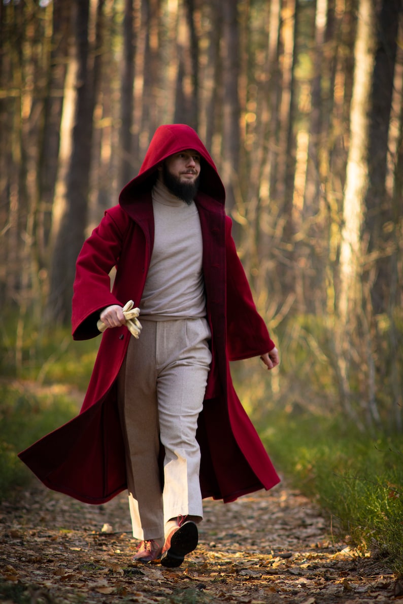 Warlock Robe Hooded Coat 100% Merino Wool Fantasy Long Coat - Etsy