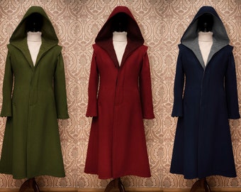 Warlock robe hooded coat 100% merino wool fantasy long coat