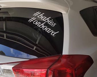 Hashtag Car Stickers,  #babies on board, Weatherproof Car Decals, Car Stickers, Personalised Car Stickers DIY Car Stickers