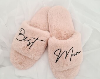 Mothers Day Slippers, Mum Slippers, MOTHERS DAY SLIPPERS, Personalised Slippers, Lux Slippers, Fluffy Slippers, Bridal Slippers