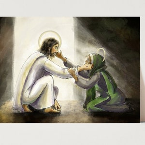 Jesus and His Mother Mary - God Shall Wipe All Tears - Easter Art