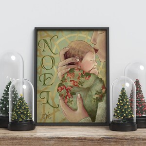 Noel Christmas Art - Nativity art - Mary and Jesus - Digital Download