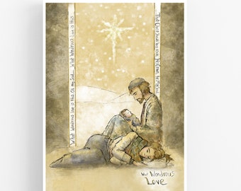 Wondrous Love Digital Download - Christmas Printable -- Nativity Printable - Neutral color nativity