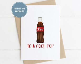 Instant Download Father's Card: To A Cool Pop - Pun Card, Cute Pun Card, Fathers Card, Fathers Love Card, Fathers Birthday
