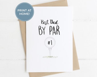 Instant Download Father's Card: Best Dad By Par - Pun Card, Cute Pun Card, Fathers Card, Fathers Love Card, Fathers Birthday