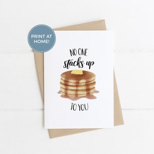 Instant Download Love Card: No One Stacks Up To You - Funny Love Card, Food Pun Card, Anniversary Card, Couples Card, Valentine's Day Card