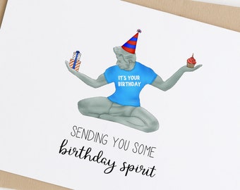 Birthday Card: Sending You Some Birthday Spirit - Food Pun Card, Cute Birthday Card, Detroit Birthday, Detroit Card