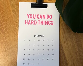 2024 12 Month Small Motivational Calendar - Hanging Calendar, Mental Health Gift, Calendar Gift, Desk Calendar, Office Gift, Friend Gift