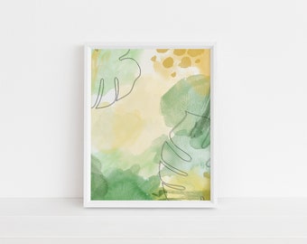 Plant Print: Monstera Plant Print, Abstract Plant Print, Watercolor Plant Print, Plant Print