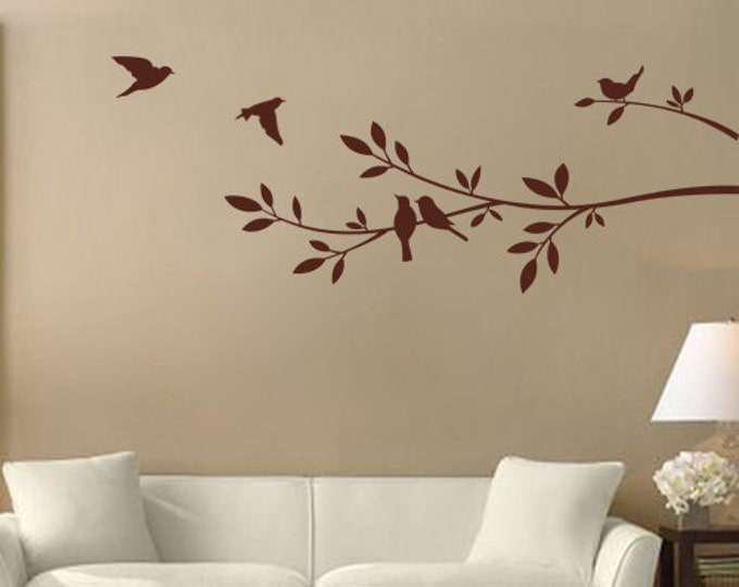 Tree Branch and Birds Vinyl Decal - Removable Vinyl Wall Decals - Tree ...