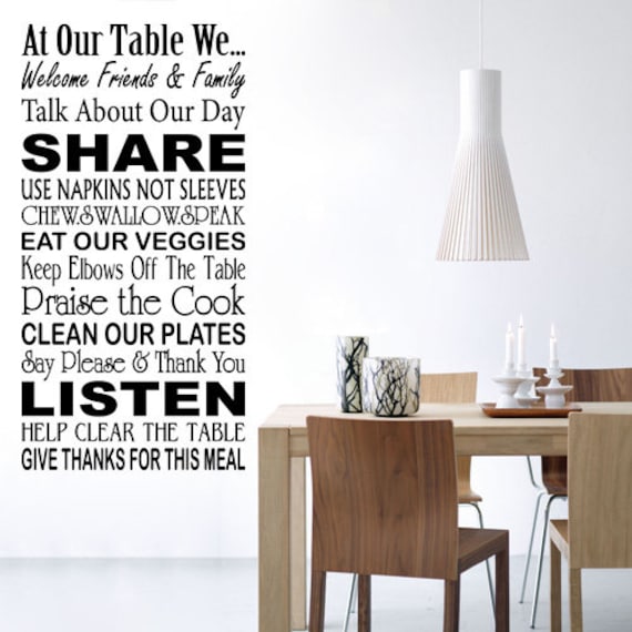 At Our Table Wall Quotes Wall Decals Dining Room Wall Art Kitchen Quote Wall Sticker Dining Room Decor