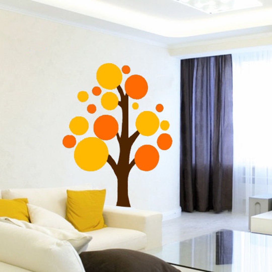 Colourful Circle Tree Wall Decals Tree Wall Art Nursery Etsy