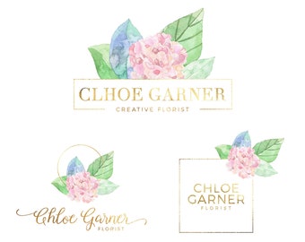 Gold Logo Design, Watercolor Premade Design, Premade Logo Design, Business Card Design, Floral Business Kit, Watermark Logo, Premade Floral