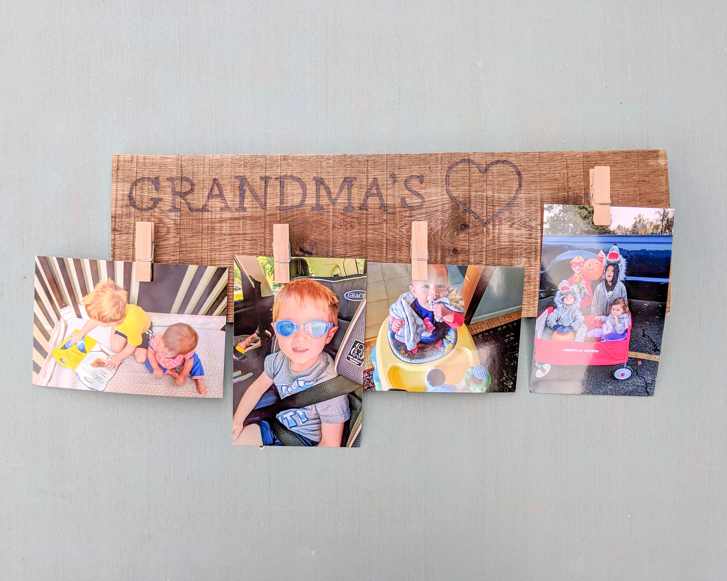 Grandmas Heart Frame Collage Personalized Gift For Mother S Day Multi Picture Clip Frame