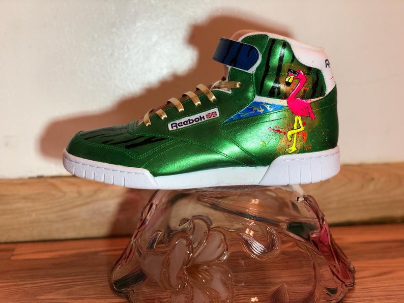 Retro 80s Custom Painted Reebok Exofit Sneakers. Miami Flamingo Style ...