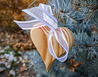 Heart-shaped Wood Ornament - by Lillie Stones - Handmade - High Quality - Christmas Ornaments