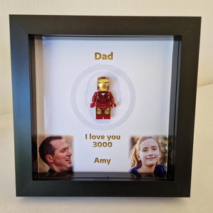 Ti amo 3000 Cornice per foto - Cornice per foto Iron Man, Cornice per minifigure personalizzata Avengers Endgame, Regalo per la festa del papà