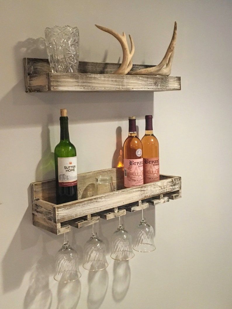 24 Rustic Wine Shelf Glass And Bottle Rack Image 0