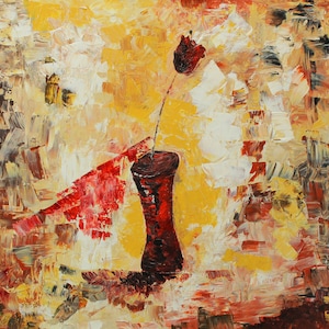 Still life Rose - Original Painting, Oil Painting, Vintage painting, Canadian Painter, Quebec Painter