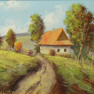 Countryside - Original painting, Oil painting, Vintage Painting, Canadian Painter, Quebec Painter