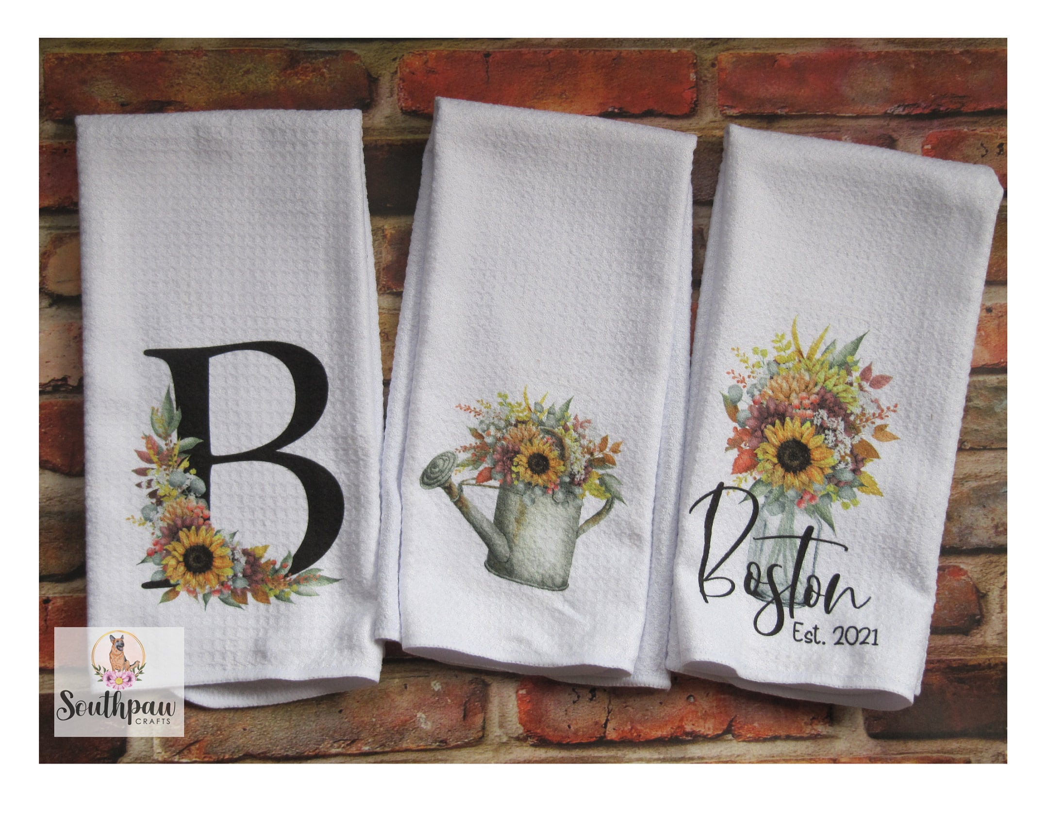 Bee Sunflower Kitchen Towels, Summer Gnome Dish Towels Watermelon