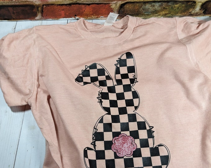 90s Style Checkered Bunny Easter Shirt