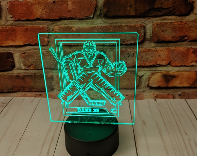Custom LED Light Hockey Player Personalized with Name and Number Coach Player or Graduation Gift